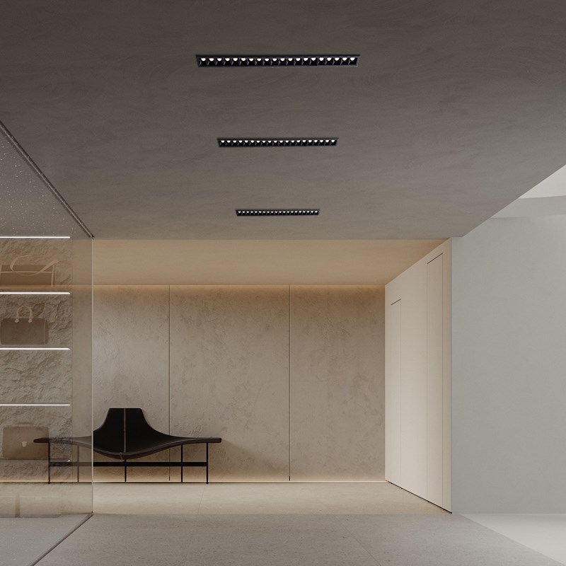 led条形射灯嵌入式线条灯客厅无主灯设计办公室防眩光长条格栅灯