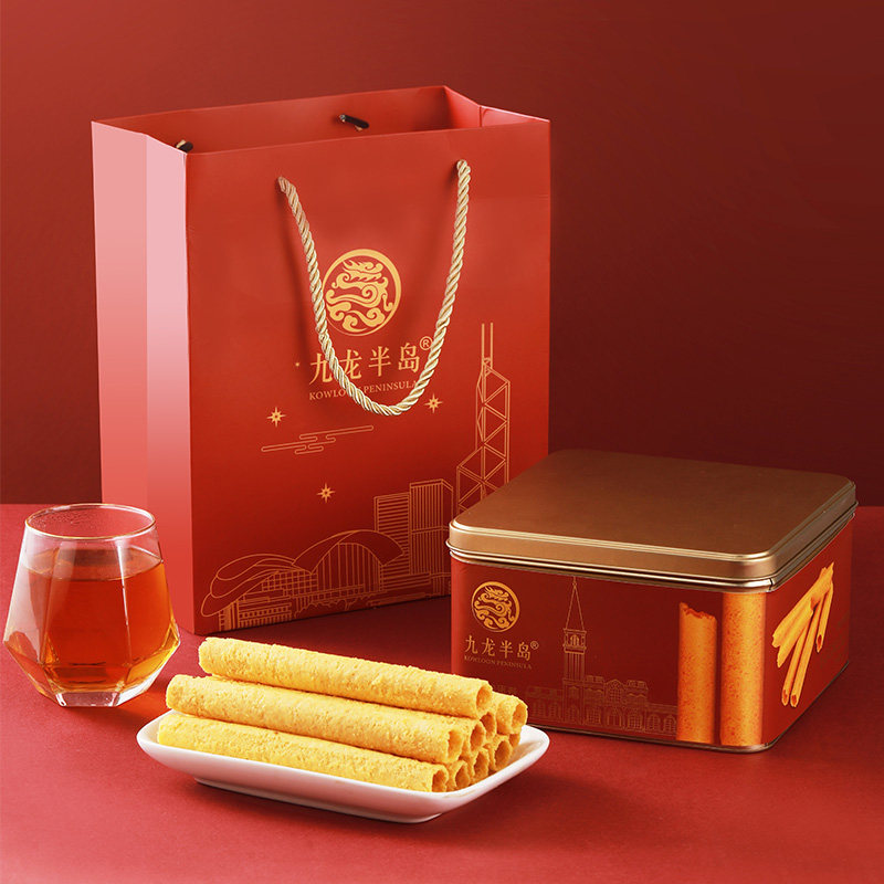 九龙半岛原味蛋卷礼盒装铁盒装休闲零食饼干港式糕点送礼