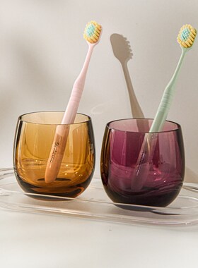 欧式漱口杯高颜值轻奢牙杯酒店高级感PC洗漱杯套装情侣刷牙杯一对