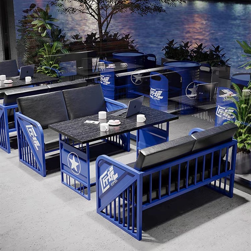 工业风卡座酒吧咖啡厅沙发清吧酒馆桌椅组合