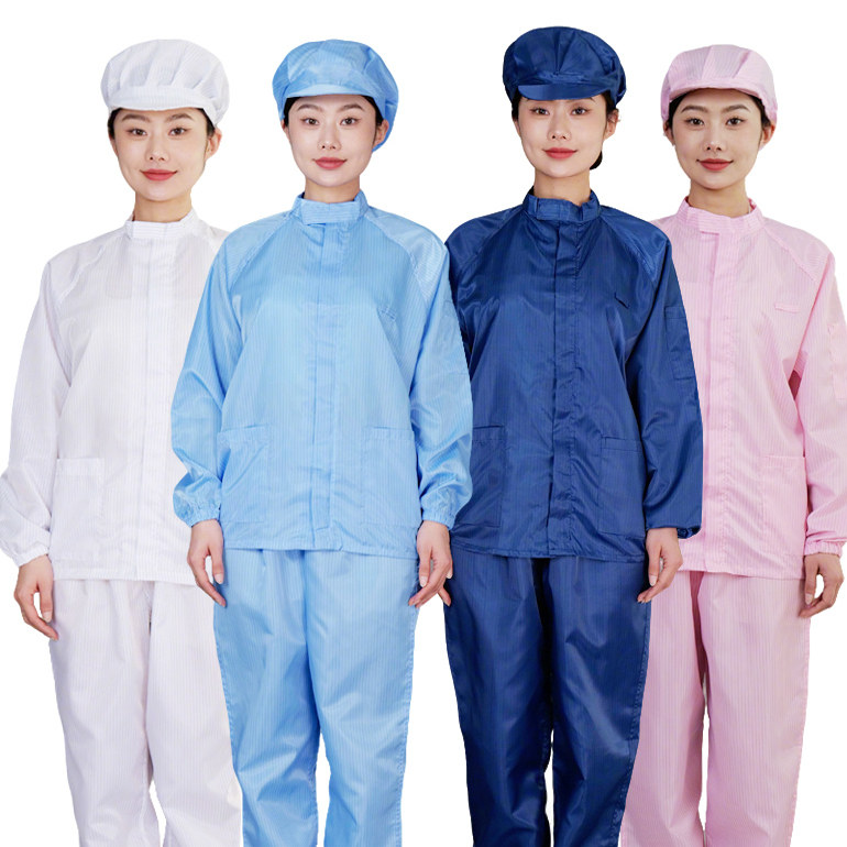 防静电服分体防护防尘服洁净服无尘衣蓝色食品厂工作服无尘净化服