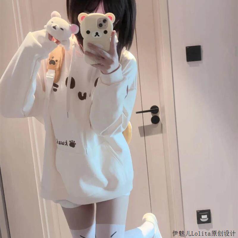 日系可爱猫咪卫衣女学生高中生网红同款慵懒风奶呼呼百搭带帽外套
