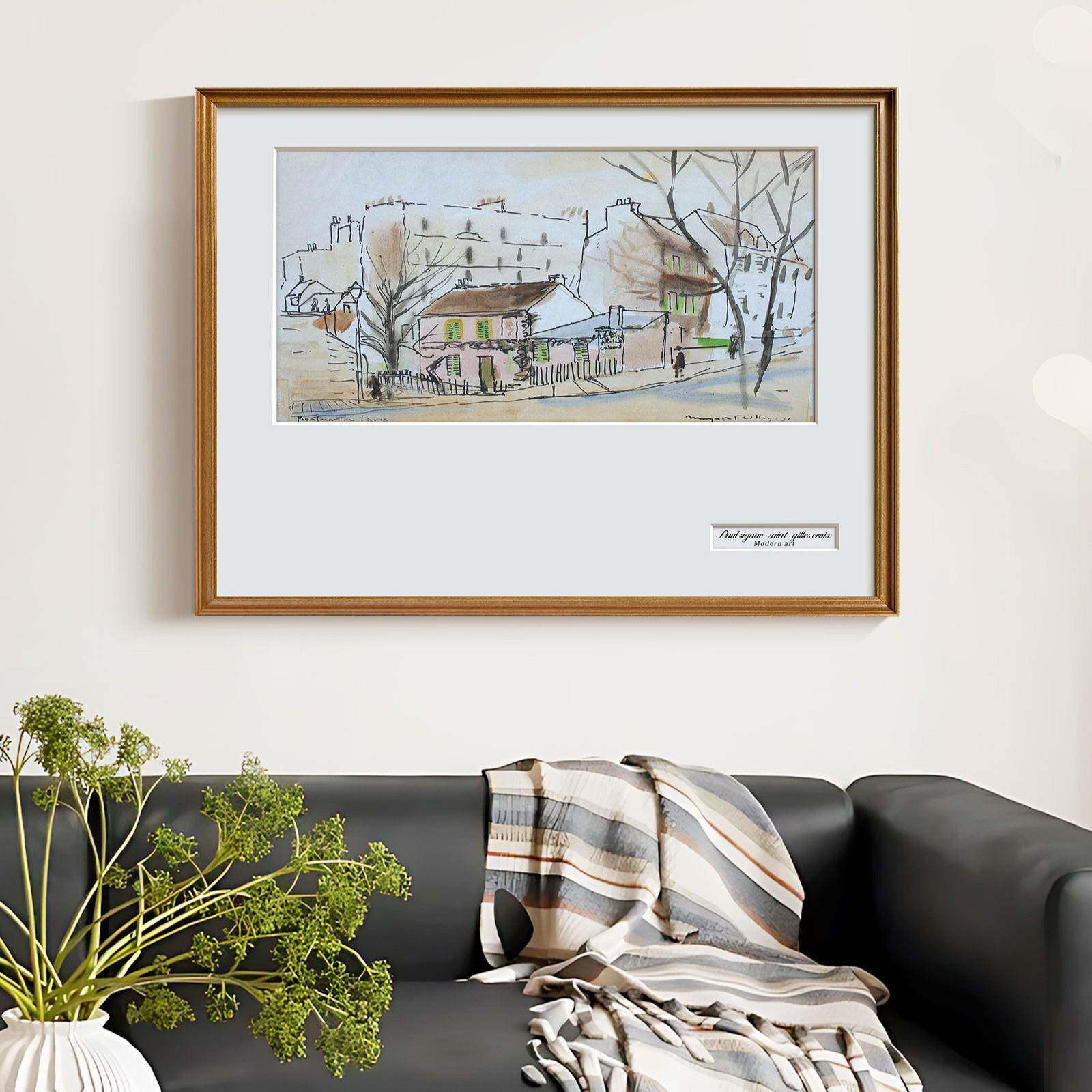 《田间街角》中古风客厅沙发背景墙装饰画法式小众风景玄关挂画