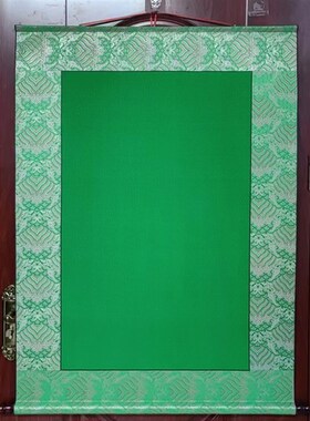 蓝色绿色绢布精装 堂单挂画装裱装饰画玄关书房 龙宫蓝底