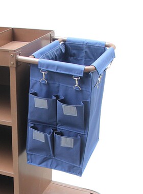 蓝色房口车布袋酒店布草车车多口袋布草袋服务车多功能分类抹布袋