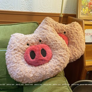 可爱猪猪抱枕女生睡觉凉席沙发腰靠靠枕软乎乎镂空午睡枕学生教室