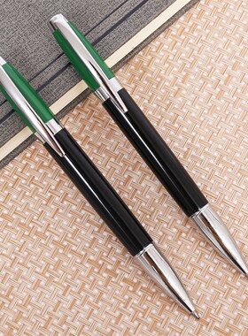 商务原子笔旋转式黑色金属油性办公笔文具书写笔圆珠笔蓝色