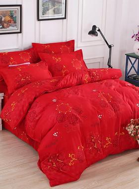 大红色被套单件1.5m1.8米单人床夏季加厚磨毛200x230双人被罩学生