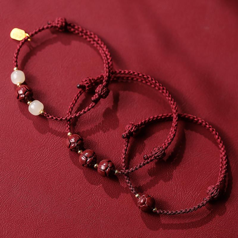 上岸朱砂莲花红绳手链女生编织闺蜜好运手绳幸运本命年手链女款