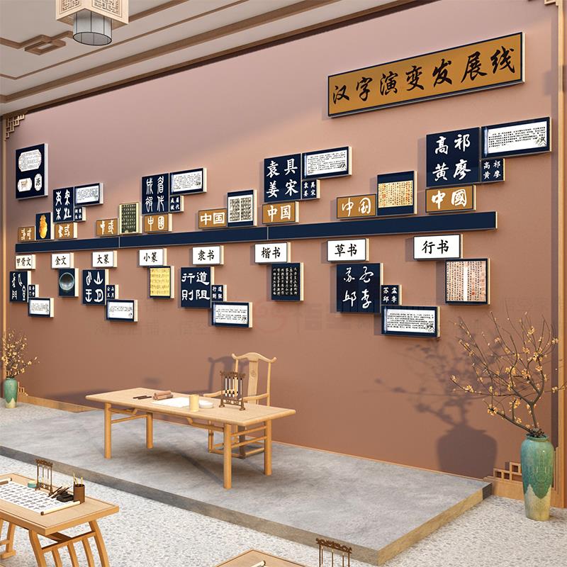 汉字演变发展线书法教室氛围布置装饰环创互动墙贴纸班级文化培训