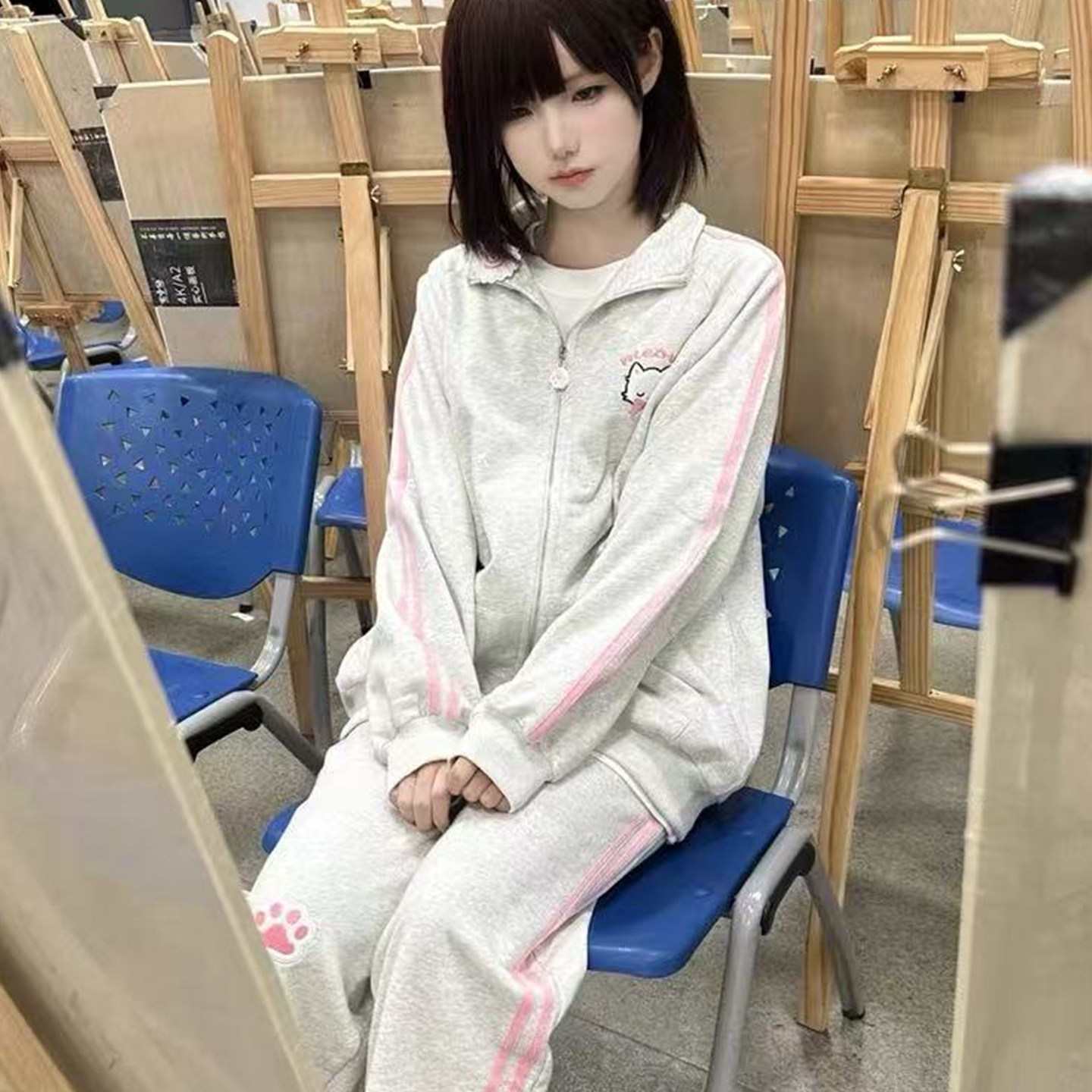 运动服套装女秋冬季学生韩版小个子穿搭一整套加绒加厚休闲两件套