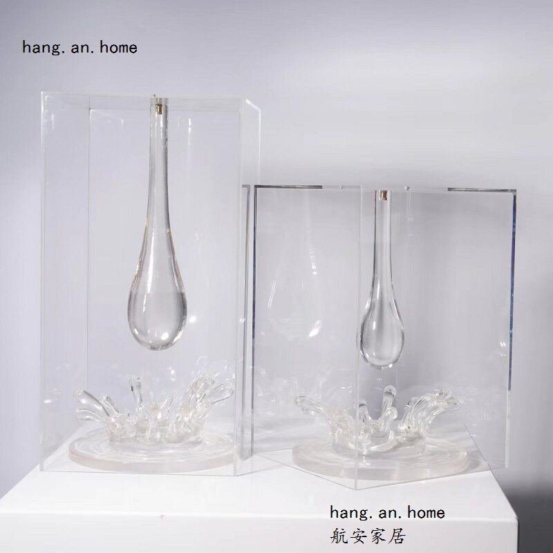 现代简约创意亚克力透明树脂水滴摆件雕塑样板房售楼处大厅饰品