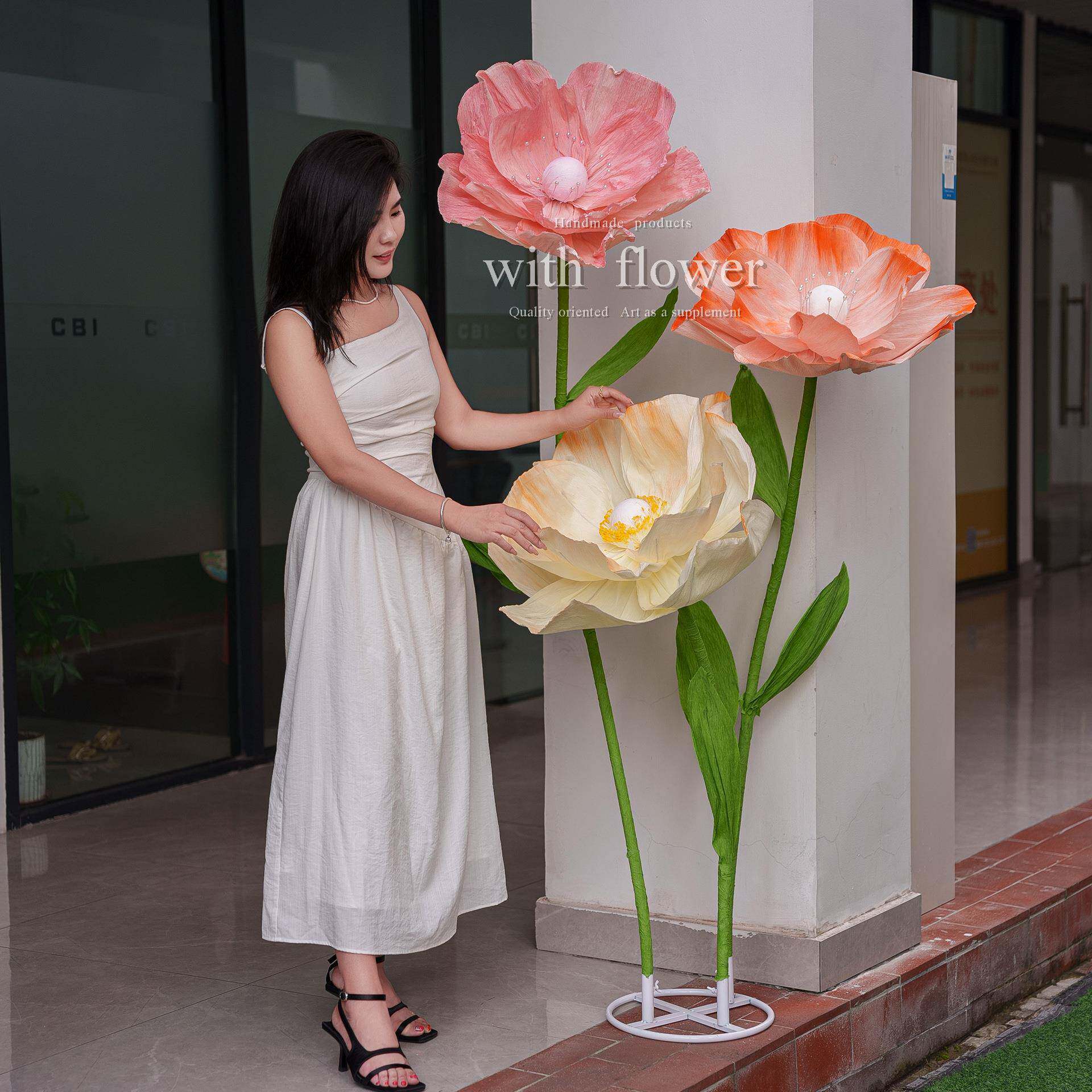 大型虞美人纸艺花仿真花美陈橱窗商场店铺装饰民宿展会软装布置