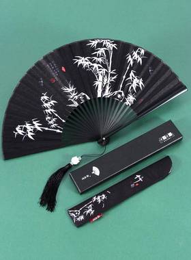3YK扇子折扇中国风男士古风黑色小扇儿童随身便携折叠扇夏季女式