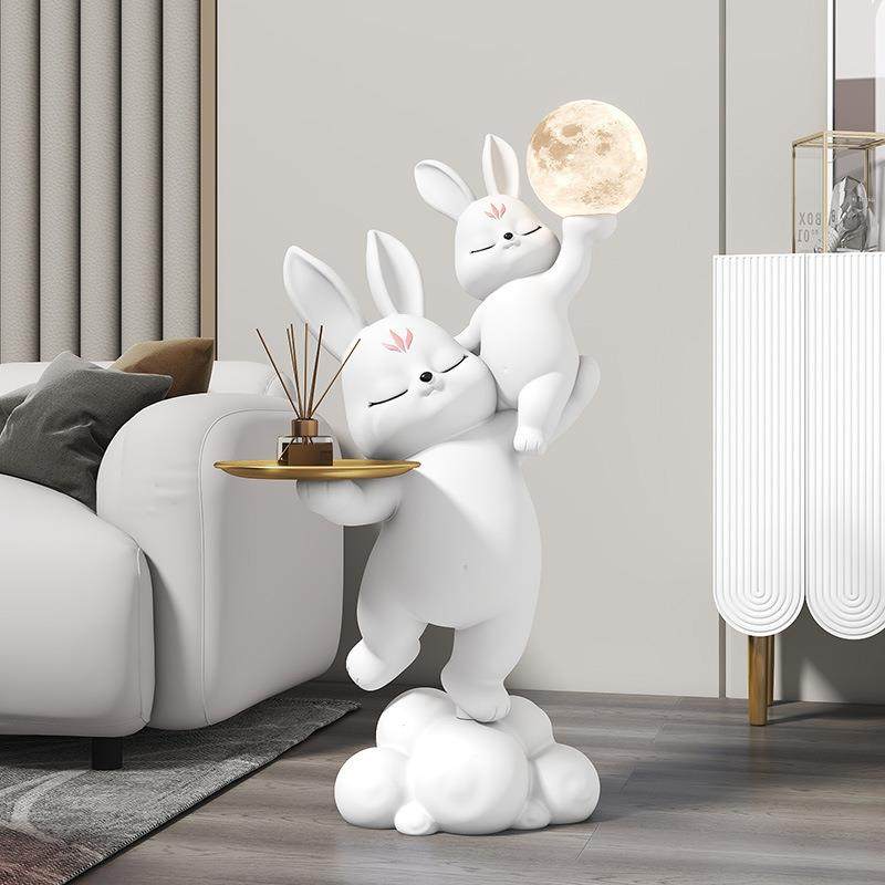 益方床头柜家居创意亲子兔托盘台灯落地摆件客厅房间装饰乔迁送礼,自行车/骑行装备/零配件,更多零件/配件,淘宝优惠券,粉丝福利购,淘宝优惠卷