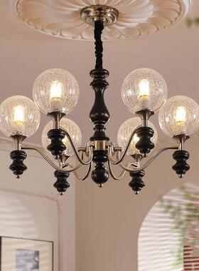 美式客厅吊灯现代中古风设计师大厅主灯2024新款法式复古卧室