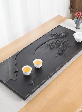天然乌金石茶盘家用客厅大号干泡托盘中式简约创意功夫石头小茶台
