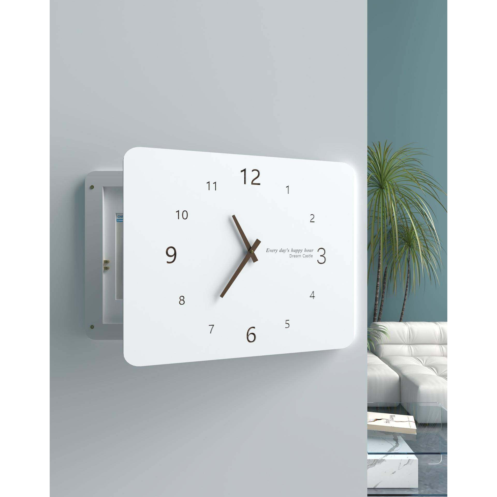 2026北欧风电表箱装饰画带钟表竖款时钟空气开关电闸配电箱遮马年