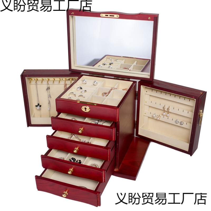 珠宝首饰欧式盒手饰收纳盒古风饰品盒复古中国风木质带锁奢华