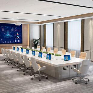智能升降屏无纸化会议桌长桌简约现代会议系统培训办公桌条桌定