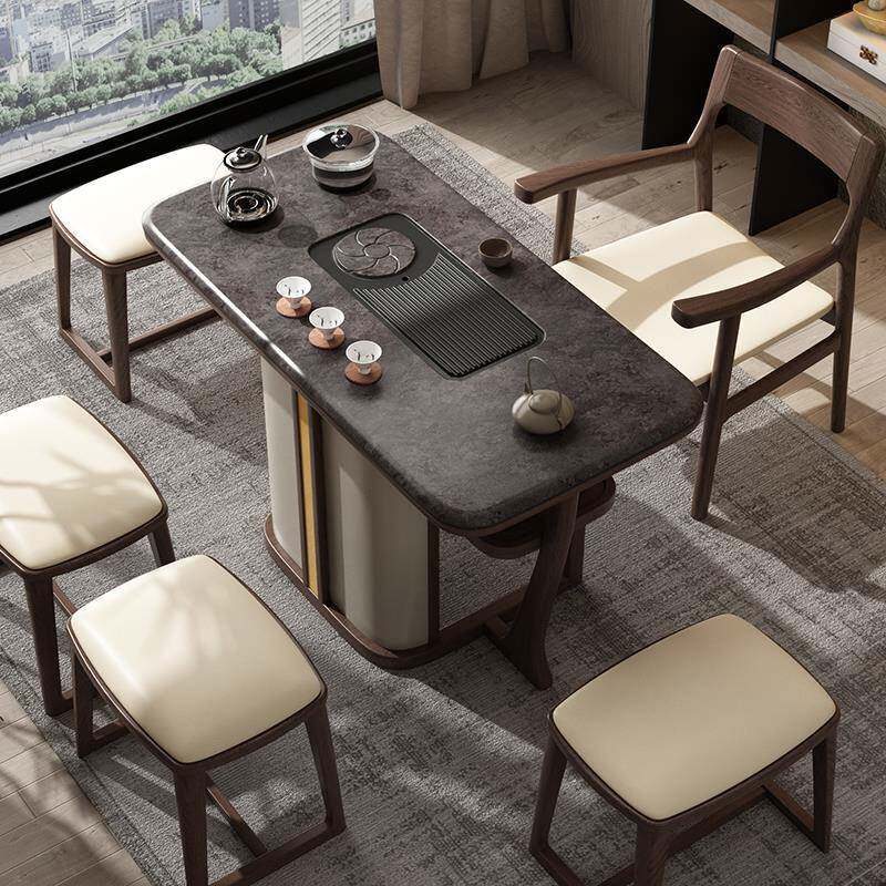 8V阳台茶桌椅组合轻奢极简功夫泡茶桌实木书房办公室茶室家用小茶