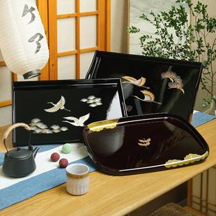 日本进口非遗漆器托盘长方形商用餐饮轻奢高级感水洗茶盘家用果盘