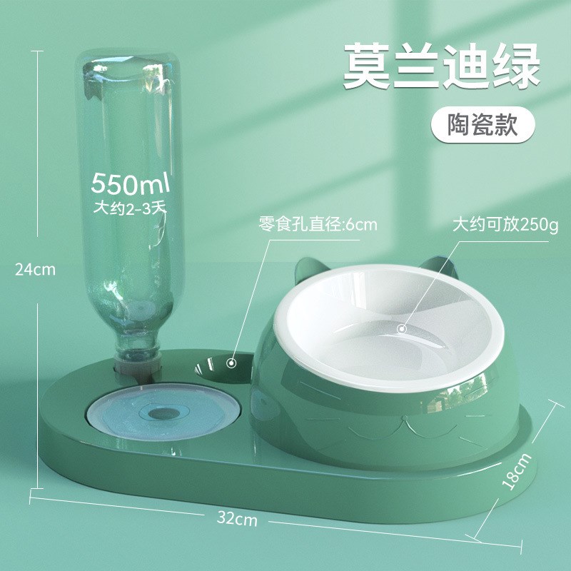 边牧专用陶瓷双碗狗盆自动饮水喝水碗狗狗碗防打翻饭盆宠物用品