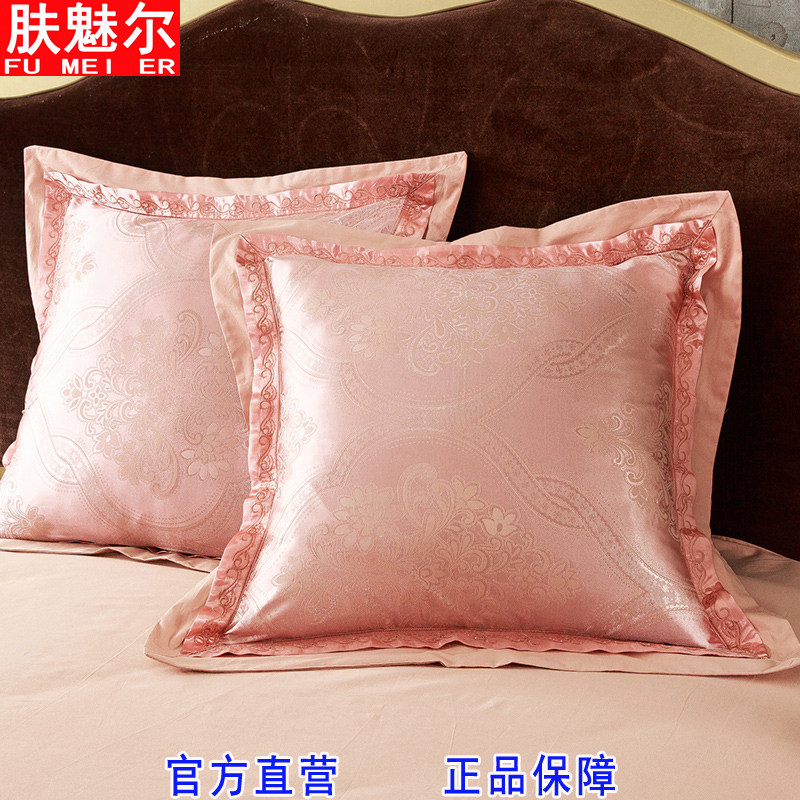 欧式全棉贡缎提花靠垫套大红u结婚庆不含芯60X60床头大靠枕抱枕套