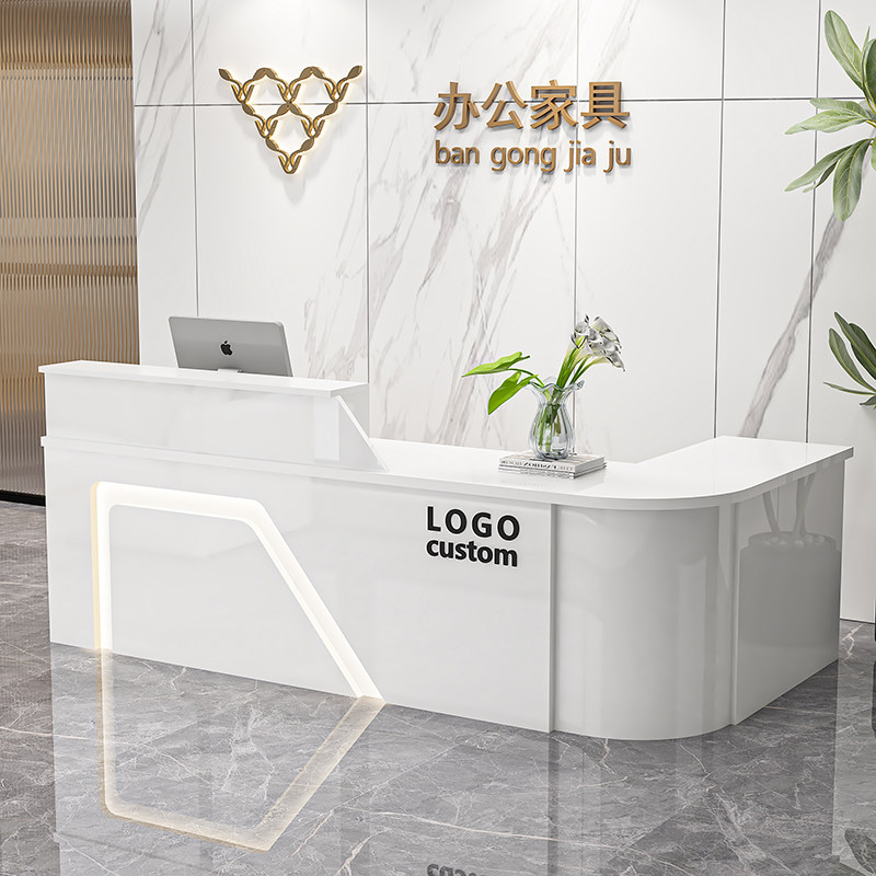公司前台桌接待台吧台店铺收银台半圆转I角美容院水果店超市圆弧