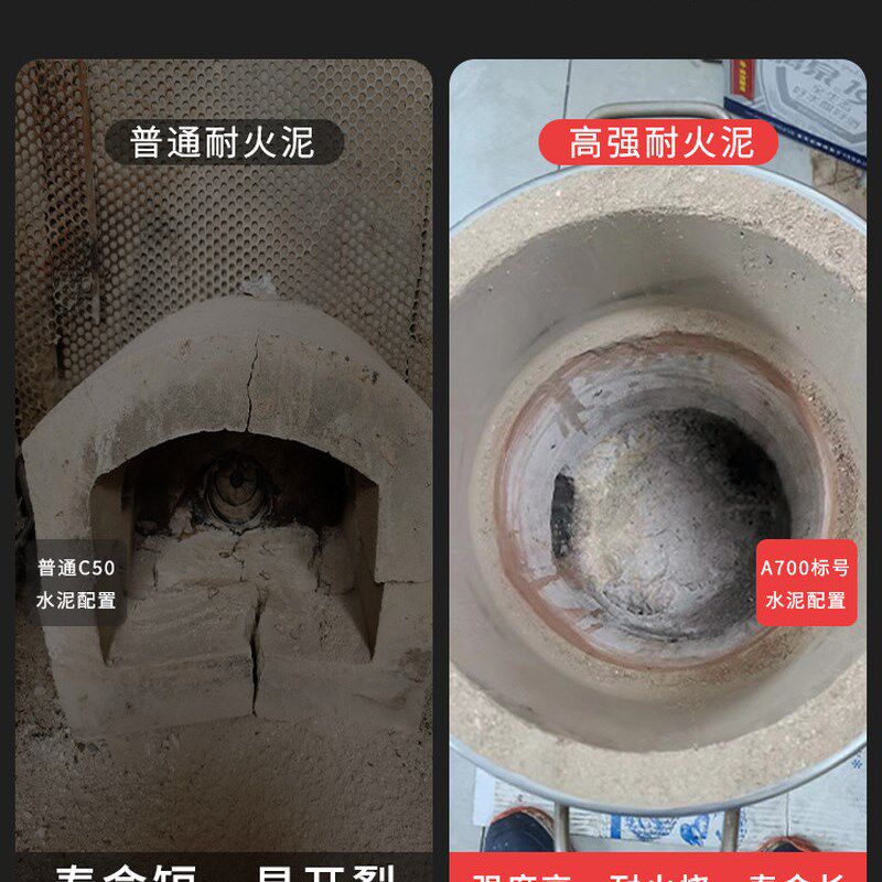 耐火水泥炉灶用耐火泥耐火土炉膛专用耐高温材料锅炉砖高温材料沙