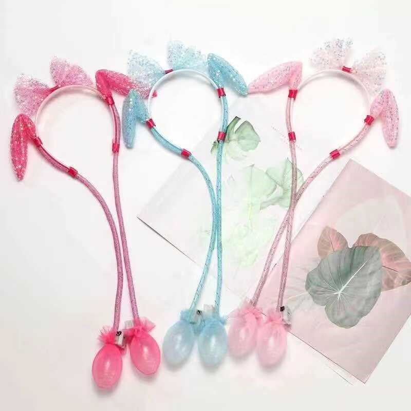 网红发光亮片兔耳朵一捏会动耳朵头箍儿童玩具礼品夜市摆摊小商品