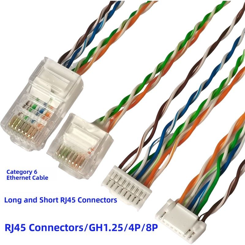 Rj45长体和短体水晶头到Gh1.25带卡扣4芯8I芯端子类别6千兆双绞线