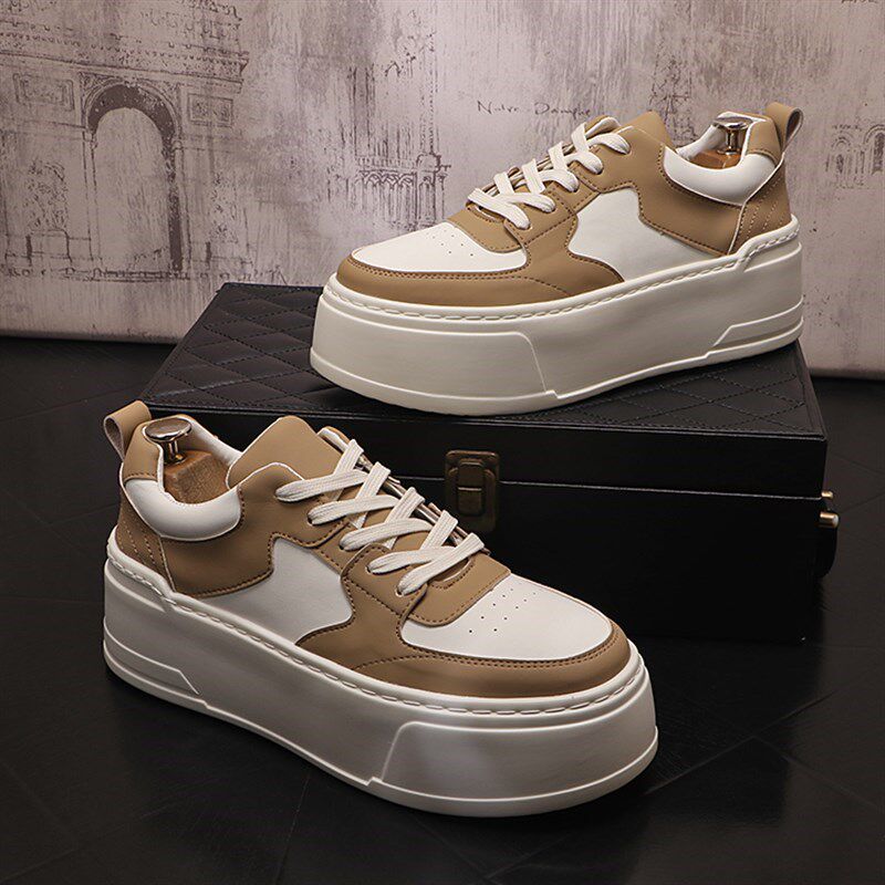 松糕鞋男春秋f新款厚底增高鞋子百搭潮男小白鞋时尚低帮男休闲板