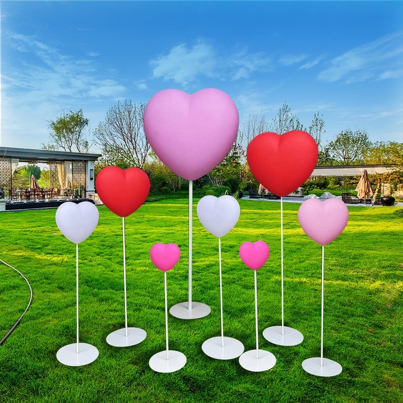 户外假玻璃钢爱心气球道具婚庆氛围装饰塑料桃心商场景区布置摆件