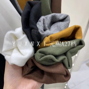 内搭秋冬洋气打底衫 元 熙796破洞贴标白色T恤女磨毛加厚中长款