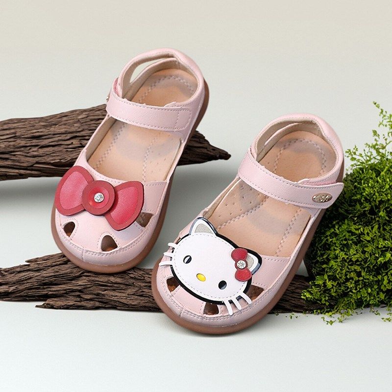 2-3-6-8岁 可爱猫咪夏季儿童包头凉鞋女孩童鞋幼儿园宝宝软底鞋子