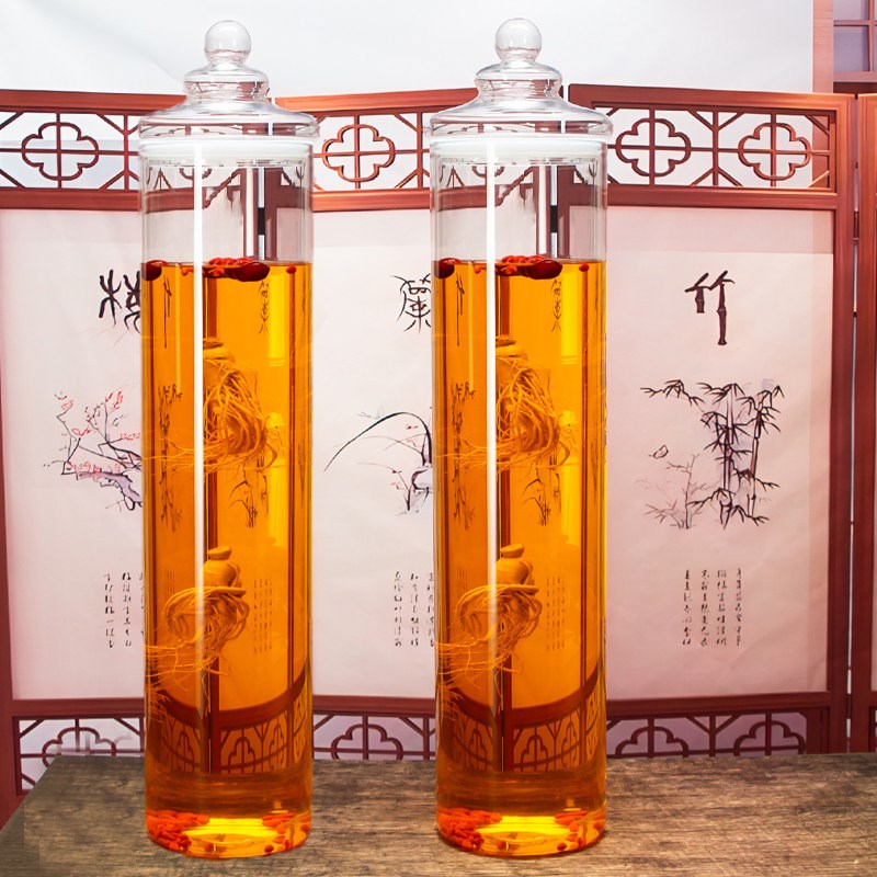 泡酒瓶装酒玻璃瓶加厚泡酒罐圆柱缸存酒容器酒坛酒V罐泡酒专用酒