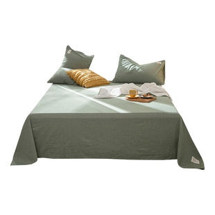 A类色织水洗棉床单夏款纯棉床单单件100全棉枕套2件套灰白色夏天