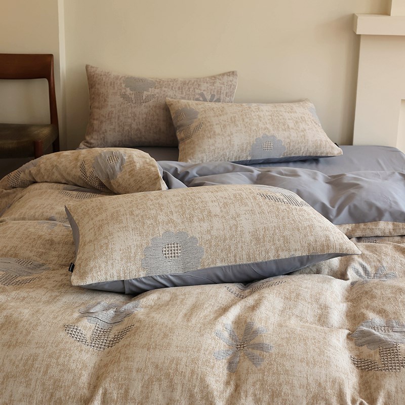 花时间生活秋冬100S双股婴儿棉磨毛床品水洗提花纯棉床单四件套