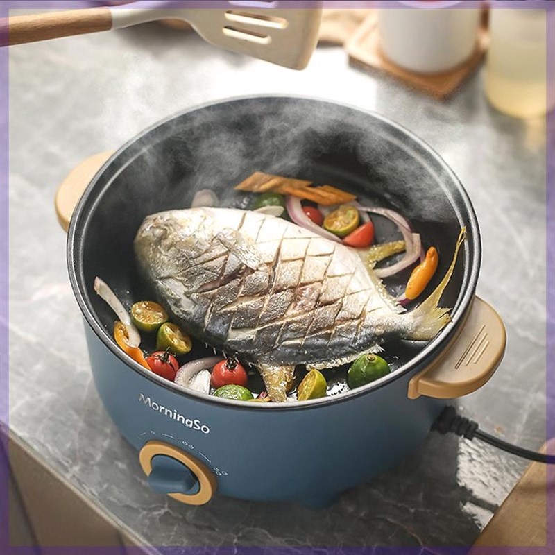 电煮锅学生宿舍锅多功能一体小电锅小锅小型家用迷你火锅1-2不粘