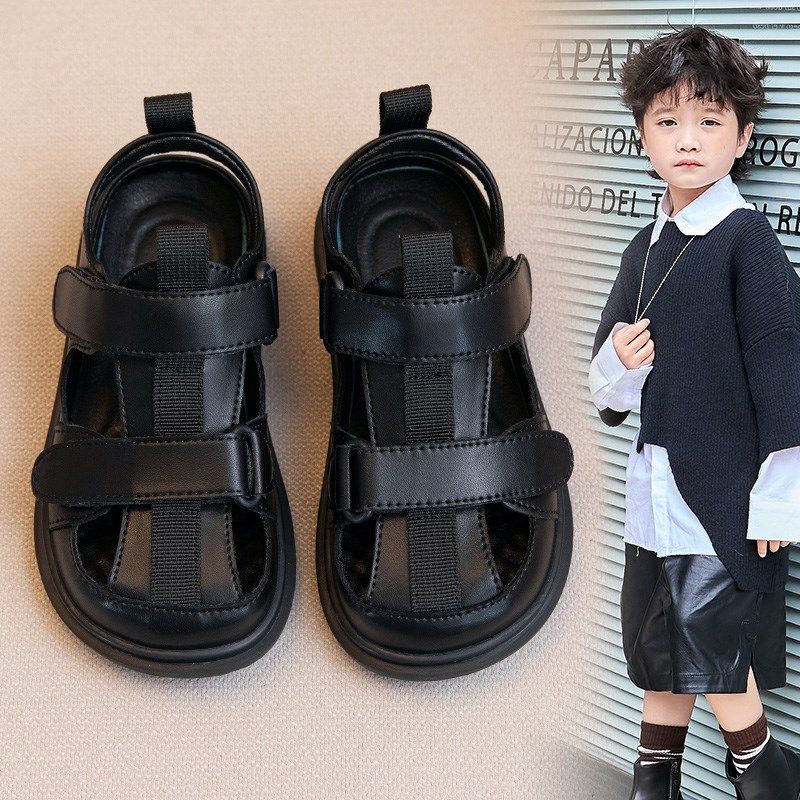 男童凉鞋2025新款夏季儿童包头男宝鞋子男孩黑色皮鞋夏款小童夏鞋