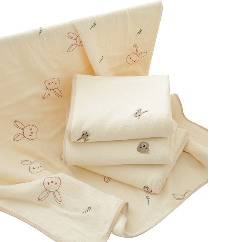婴儿盖毯纯棉纱布透气春夏季初生宝宝外出小毯子新生儿童薄被子
