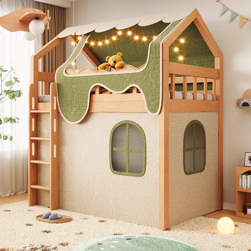 橡木高架床e单上层实木上下铺双层床交错型式高低子母床儿童双层