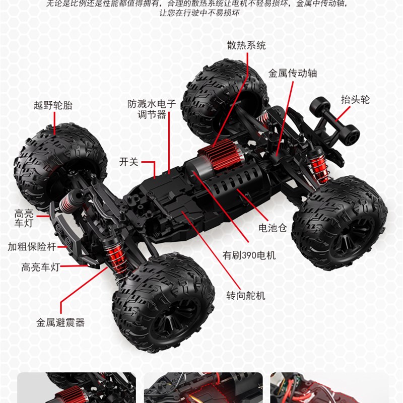 无刷专业rc遥控车玩具成人四驱高速漂移越野攀爬大脚赛车男孩汽车