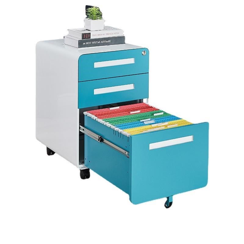 钢制活动柜桌下文件柜带锁档案资料抽屉柜移动矮柜办公室收纳柜子