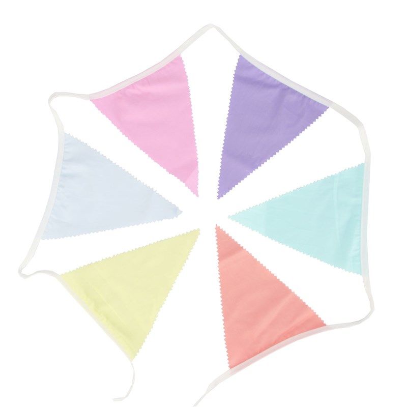 时尚彩色碎花单层棉布波浪边三角旗拉花 10米&12米