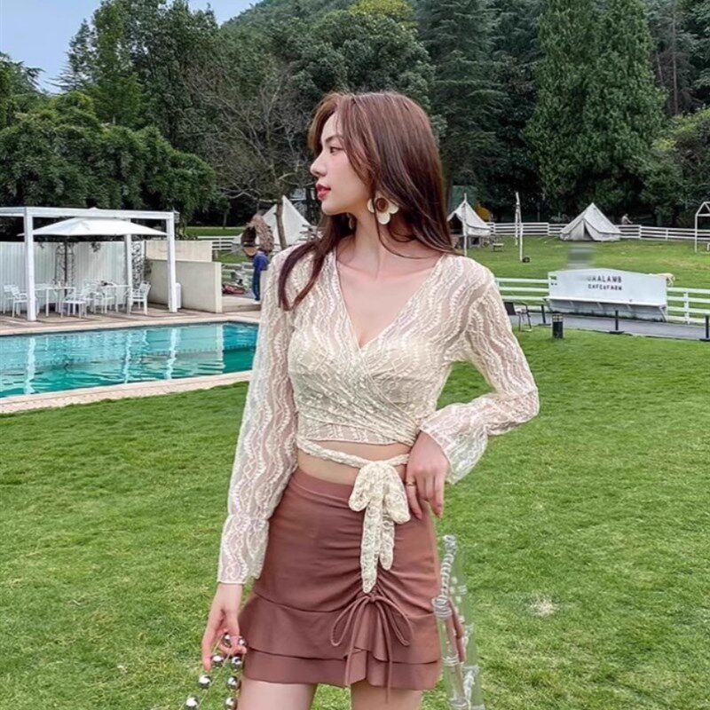 泳衣女款网红风泡温泉遮肚显瘦高级感女士分体式秋冬2024新款泳装