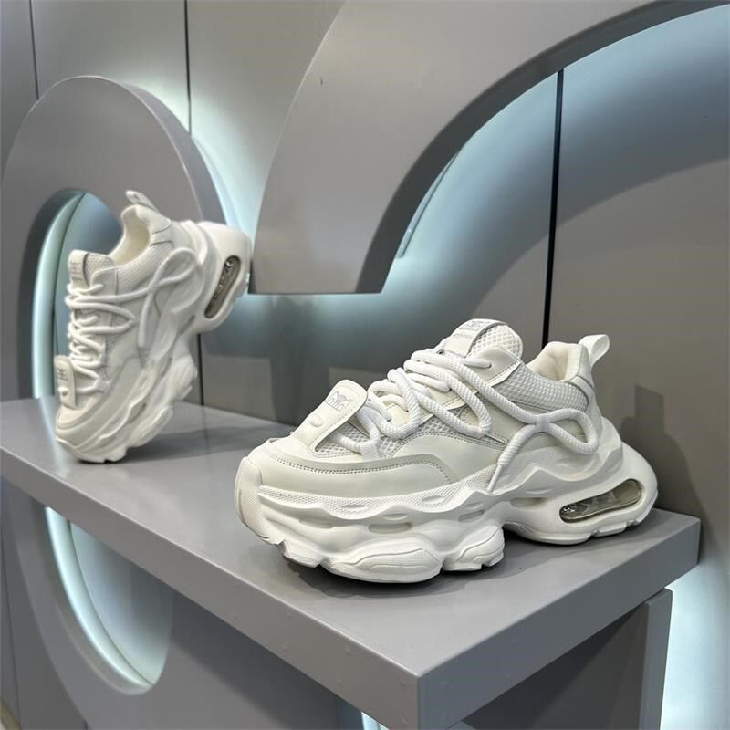 2024新款薄款小白鞋增高透气网面鞋子男款夏季厚底老爹鞋百搭男鞋