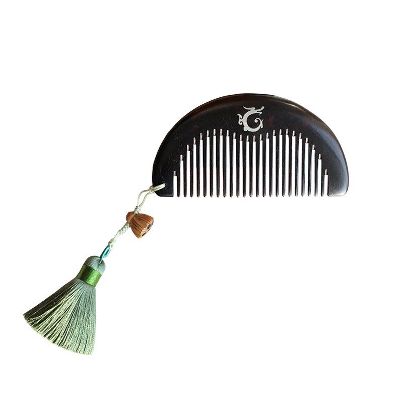 龙宝宝的礼物 中式国风镶银黑檀木梳子龙年生肖生日周岁礼 刻字