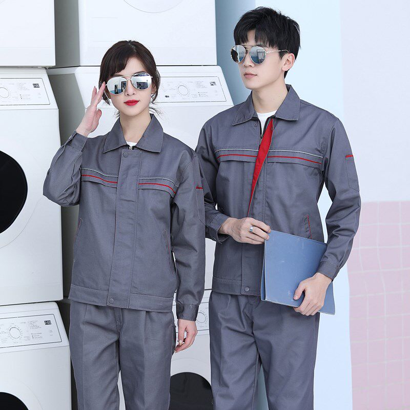 春秋长袖工作服套装男耐磨薄工厂车间汽修机修工装劳保服定制工服
